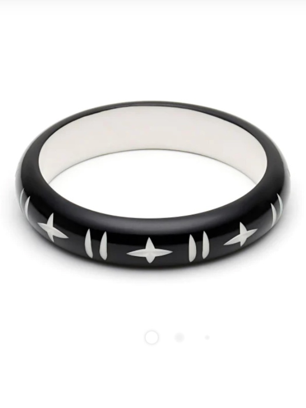 Splendette Black White Carved Midi Tiki Bangle Duchess Size NWOT